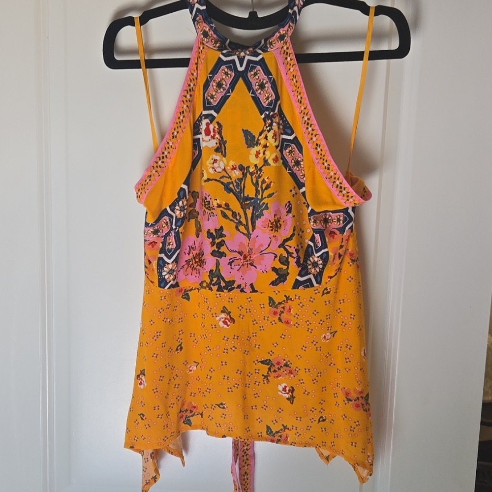 Free People New Wave Floral Halter Tank with Open Back and qd - Picture 6 of 12